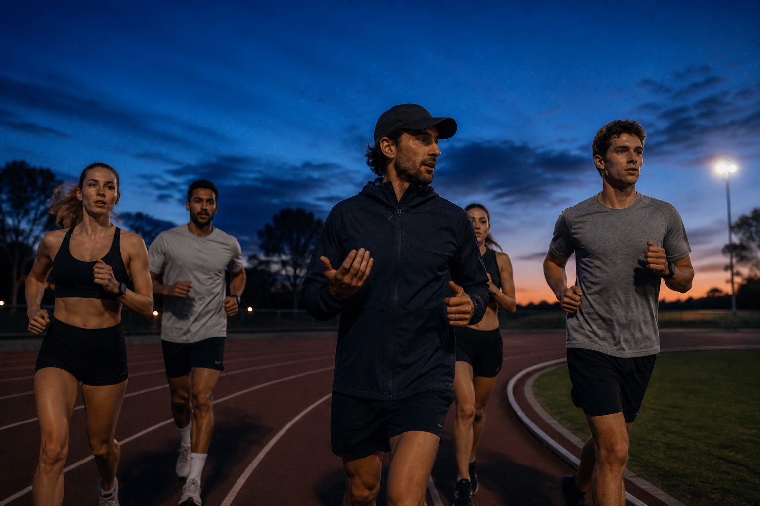 Coach leading a track session